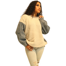 Load image into Gallery viewer, Denim Color Block Sweater
