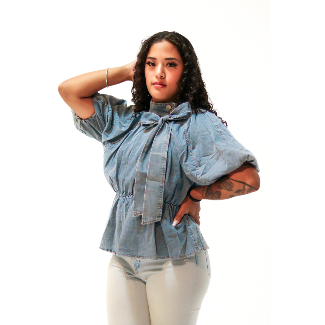Light Wash Denim Blouse