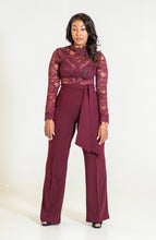 Load image into Gallery viewer, Burgundy Lace Jumpsuit

